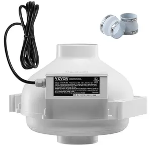 VEVOR 4 to 4.5 inch Radon Mitigation Fan System, Quiet 260 CFM Radon Mitigation Kit with 2 Couplers, Waterproof Radon Fan Electric Inline Duct Fan Exhaust Fan for Indoor Outdoor Ventilation