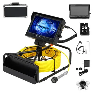 GARVEE Sewer Camera, Drain Inspection Camera 100FT with 9" LCD Screen, Waterproof IP68 Borescope w/ 12 Adjustable LED Lights, Audio Recorder 23Mm with 4500MAh Battery, 1080P, Included 16GB Card