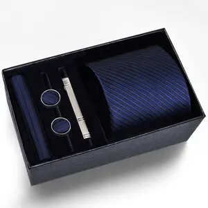 5 Pcs Gifts for Men Tie Set Necktie Pocket Square Tie Clip Cufflinks Birthday, for Him Business