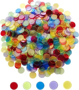 500 Pieces Transparent Counting Chips for Kids Learning & Bingo Game Colorful Plastic Counters for Math, Sorting & Classroom Activities