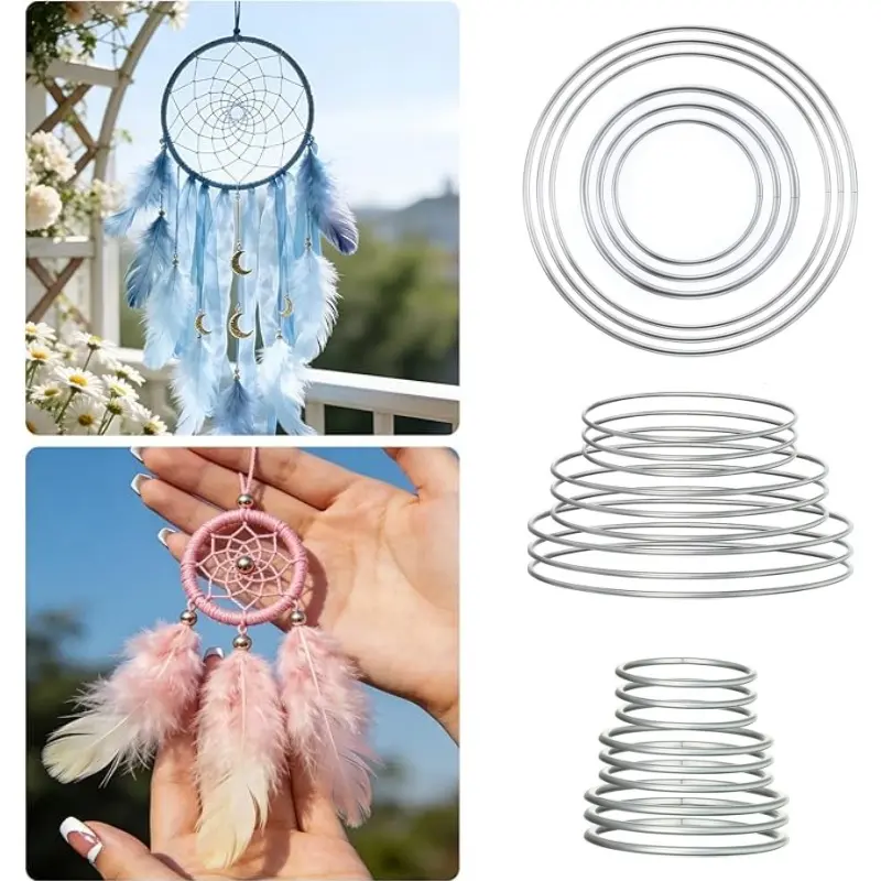 24 Pcs Metal Dream Catcher Rings Bulk, 6 Sizes Silver Metal Hoops for DIY Craft, Round Metal Wire Rings for Making Dreamcatcher, Macrame Wall Hanging, Wreath, Wedding Boho Home Decor Jewelry Making Supplies