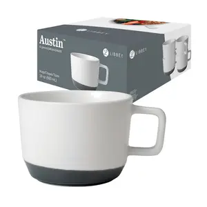 Libbey Austin 17.5 ounce Large Porcelain Coffee Mug, Set of 4, Basalt Blue