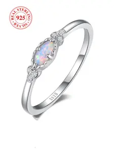 S925 Sterling Silver Fashion Opal Decorated Ring, Elegant Everyday Ring, Fashion Jewelry for Party, Daily Clothing Decor, Trendy All-match & Exquisite Jewelry for Birthday Gift