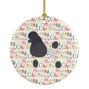 Poodle Merry Christmas Ceramic Ornament