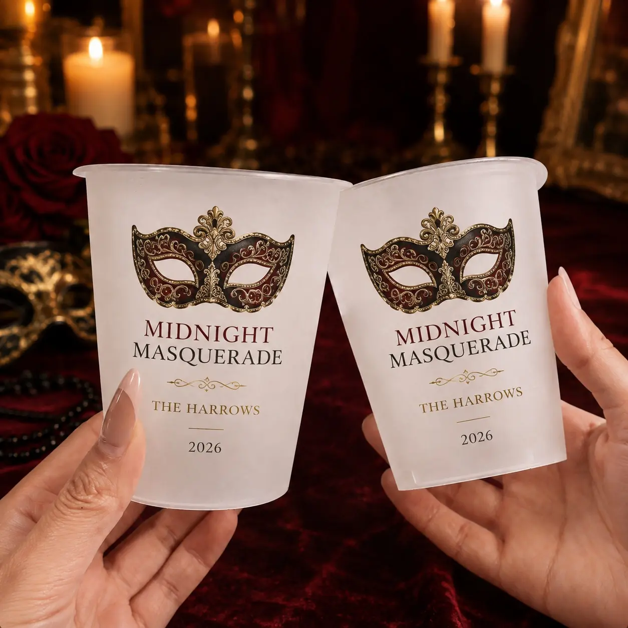[Made-to-Order] Personalized Halloween Masquerade Cups, Custom Host Monogram Cups