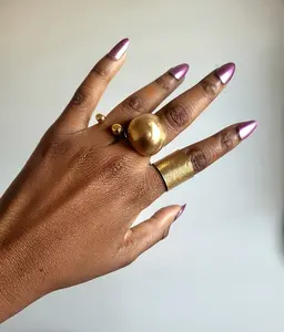 African Statement Geometric Ball Ring Adjustable Brass Queen Nzinga Design for Adults Durable Long Lasting Jewelry