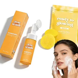 Glow Wash 150ml & FREE Turmeric Pads BeautyKit for Radiant Skin Ready to Glowing Sweet Lemon with Turmeric for Glowing Skin Daily Facial Cleansing