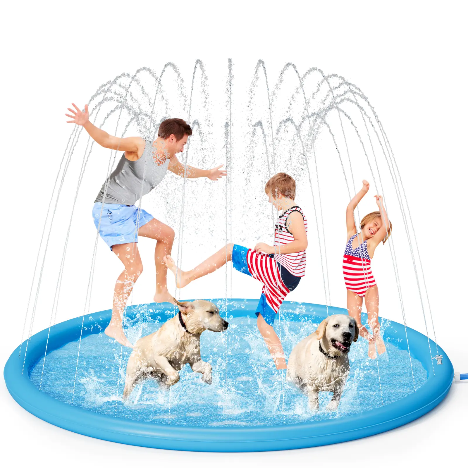 Pecute Dog Splash Pad Sprinkler - Non-Slip Durable Thick PVC Backyard Water Play Gear (No PVC Pipe), Portable Pet Wading Pool, Summer Outdoor Toy, Swimming Pool Portable, Water Floating Mat, Kiddie Inflatable Set, Round Swimming Pool