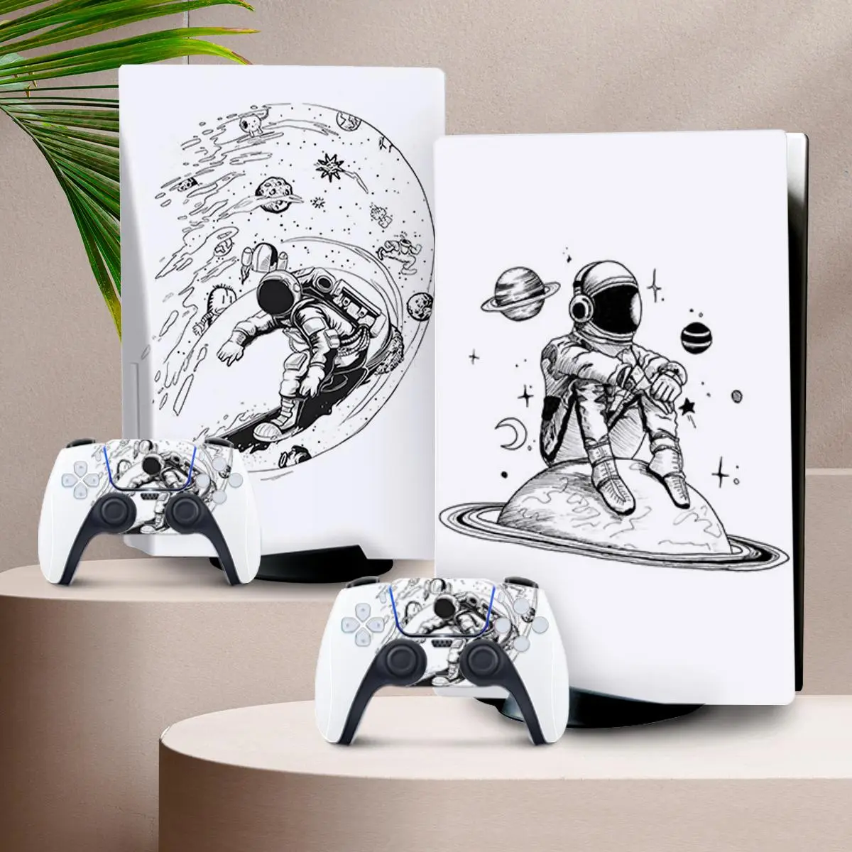 Creative Astronaut Pattern Game Console Skin Sticker, Self-adhesive Anti-scratch Protective Sticker for Game Console, Decorative Sticker for PS5, Decal Sticker, Self Adhesive Stickers, Includes Sticker