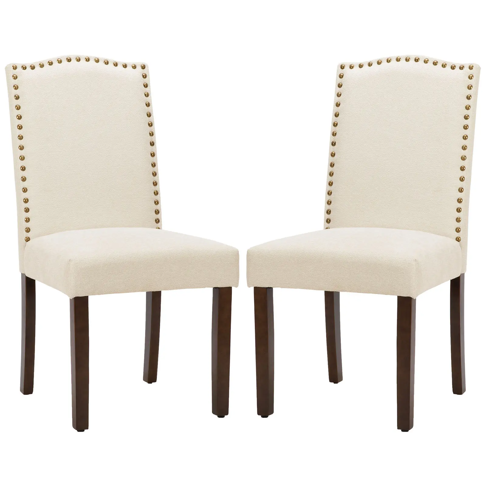 SweetFurniture Upholstered Dining Room Chairs Modern Fabric Living Room Chairs Parsons with Nailhead Trim and Wood Legs Armless Kitchen Side Chair