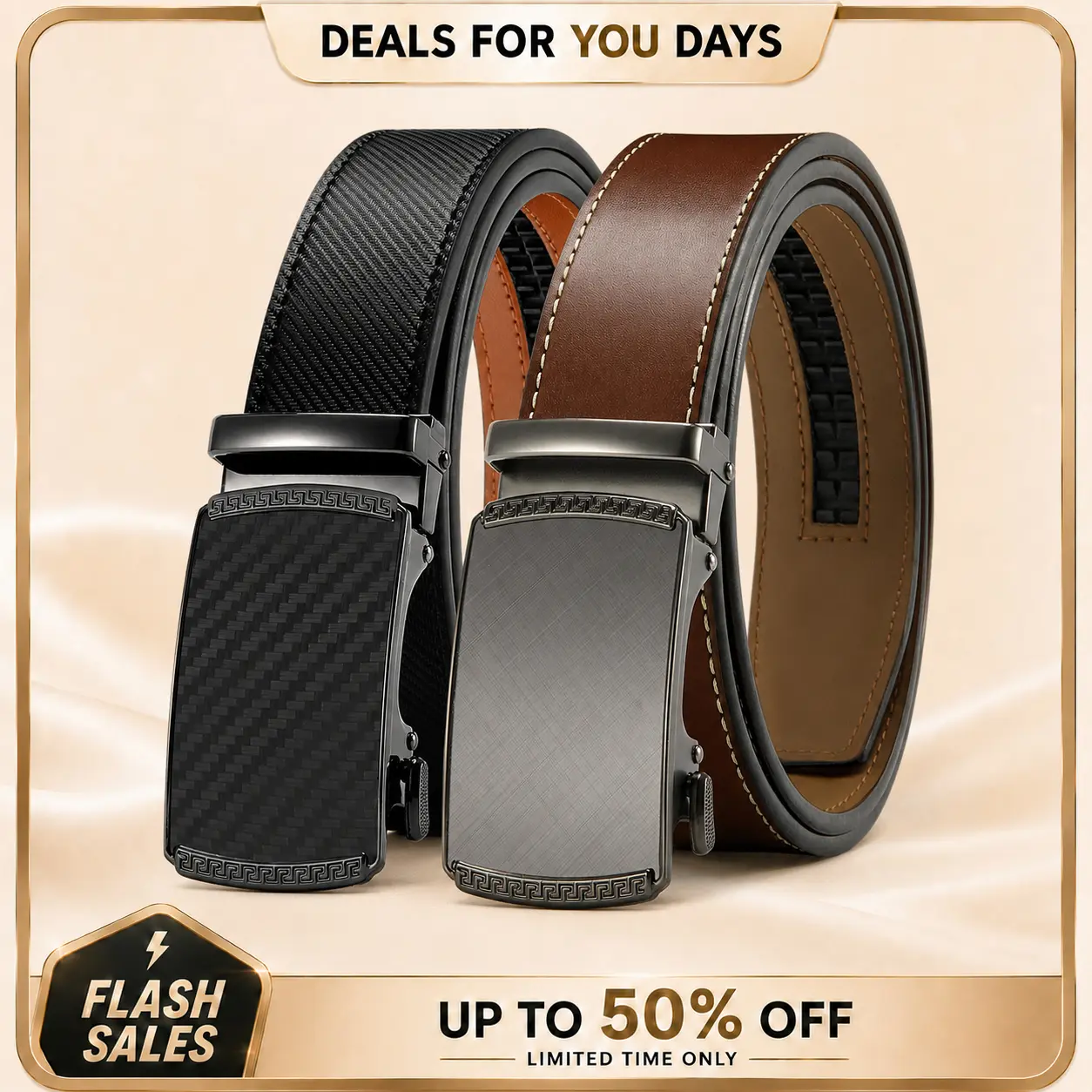 Leather Ratchet Belt Men 2 Pack Customizable Fit Effortless Style 35mm Adjustable Buckle Belts for Everyday Wear