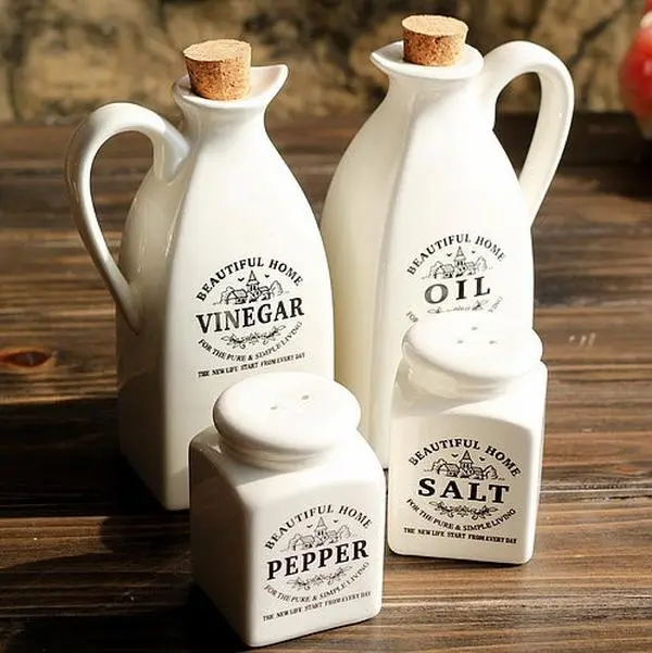 4 Pack Ceramic Condiment Container Set 4 Pack Ceramic Condiment Container Set