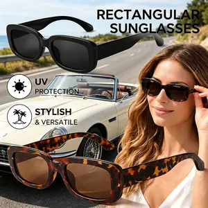 Rectangle Sunglasses for Women Retro 90's Vintage Driving Glasses – Narrow Square Frame UV400 Protection, Trendy Y2K Aesthetic Sunglasses for Daily Wear Beach Travel
