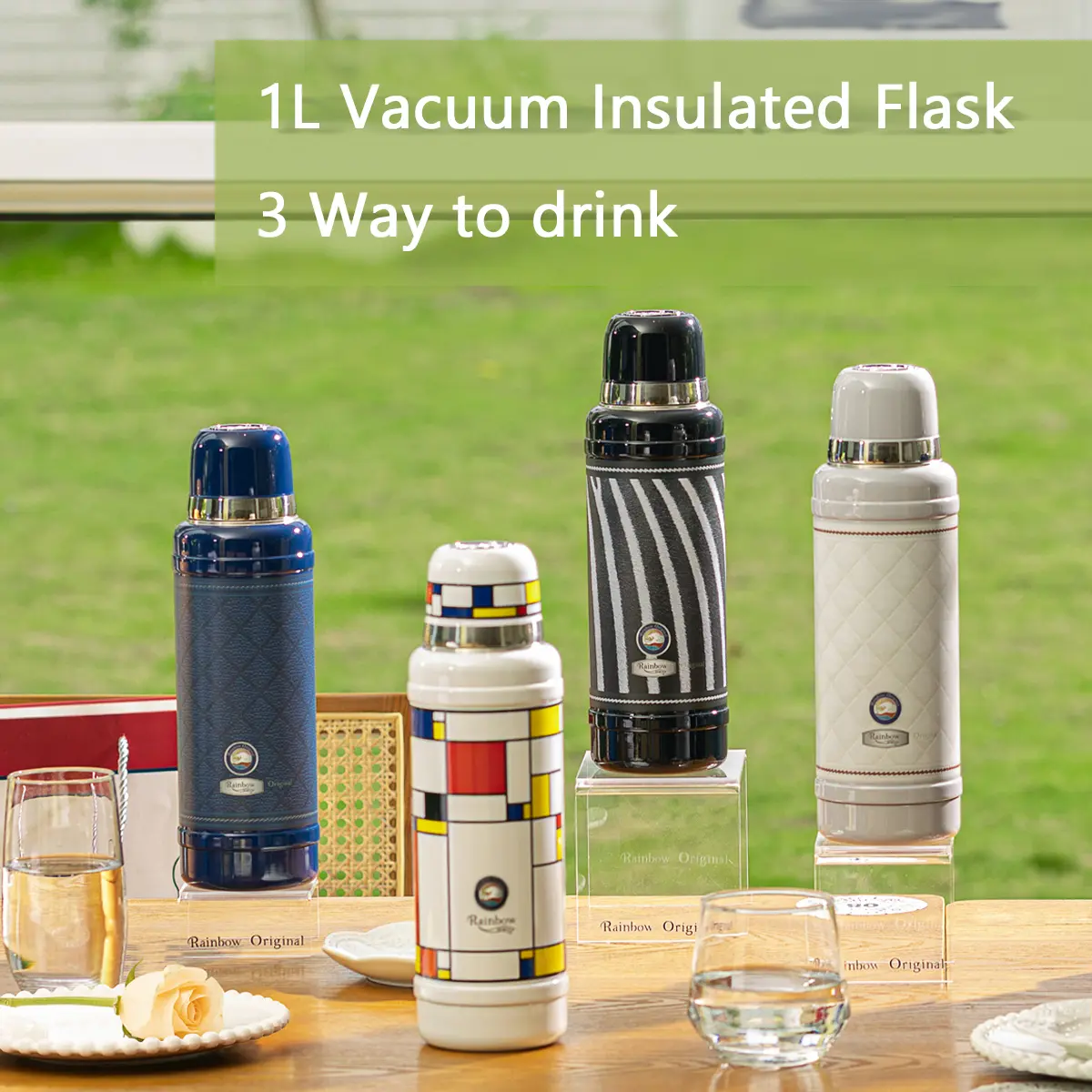 1L Large-Capacity High-Value Thermos Cup 316 Stainless Steel with Filtering Function for Outdoor Travel Fitness Maternal & Infant Use Anti-Scalding 3 Drinking Methods