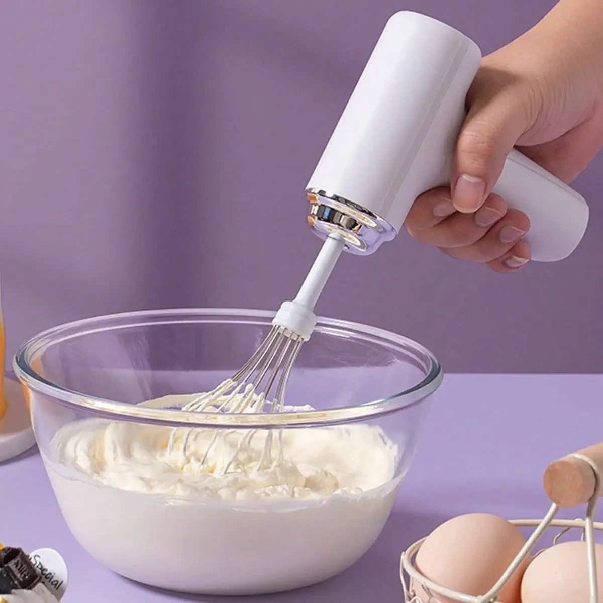 3-Speed Cordless Electric Hand Mixer, USB-C Fast Charging Lightweight Wireless Kitchen Appliance for Home Baking Cream Whipping