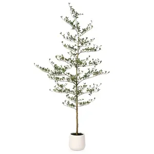 VeriNatural 5/6/7FT Artificial Black Olive Silk Tree UV Resistant with White Planter for Indoor & Outdoor（VN124）