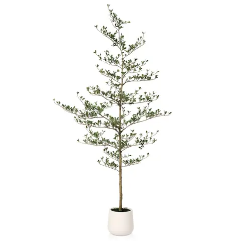 VeriNatural 5/6/7FT Artificial Black Olive Silk Tree UV Resistant with White Planter for Indoor & Outdoor（VN124）【SummerVibes】