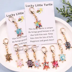 1pc/10pcs of "Lucky Little Turtle" pocket hugs, inspiring pocket tokens, unique charm turtle keychains, Party decoration gifts, party rewards, perfect commemorative gifts, Floral Pattern Keychain, Trendy Cute Keychain