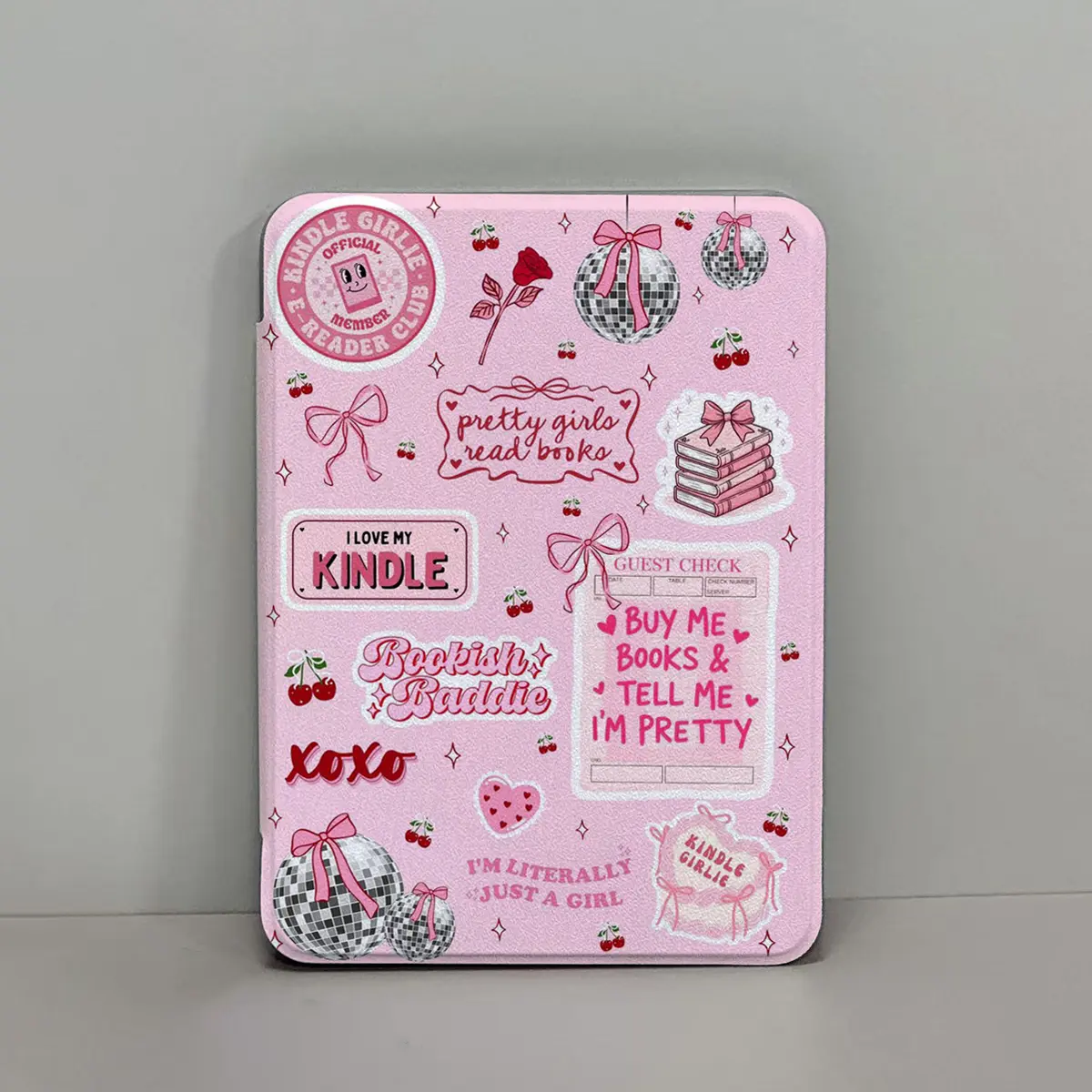 Clear Back PU Leather Protective Case with Hand Holder for 6.0"/6.8"/7.0" Kindle Paperwhite E-Reader Tablets, Auto Sleep/Wake Function, Durable Reading Tablet Cover Protection Casing