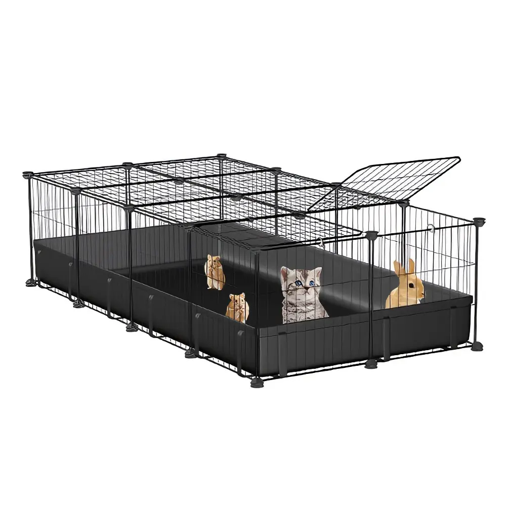 CutiePawsome DIY Guinea Pig Cage Playpen with Waterproof Mat & Clear Acrylic Window, Large Metal Wire Bunny Run, Customizable Indoor Pet Fence Crate for Hamster & Small Animals (120x60x30cm),Winter,Warm,Cotton,Nest,Reptile,T,Suction,Cup,Bea,S,inner,,house