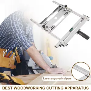 Adjustable circular saw guide rail with metal frame and clamping mechanism precision locator for linear cutting, adjustable guide rail system compatible with circular saw - sturdy and durable structure, suitable for woodworking and woodworking tools