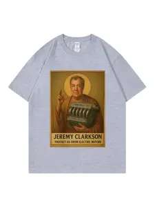 Jeremy Clarkson Protect Us From Electric Motors T-shirt Top Gear Funny Meme Graphic T Shirt Unisex Casual Fashion Loose T-shirts