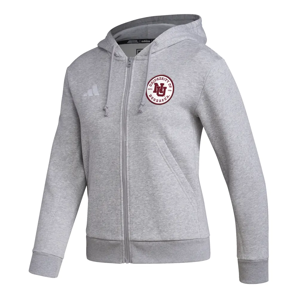adidas Womens University Of Nebraska Hoodie Training Casual Outerwear Casual - Grey