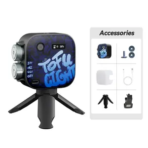 PHOTOOLEX TOFU Black Samurai Light, Compact Full-Color LED Fill Light with 21 Lighting Effects, Strong Magnetic Attraction, 95+ High CRI & Smart Control, for Makeup, Streaming, Photography, Parties & Gift Ideas for Birthday, Christmas & Valentine’s Day