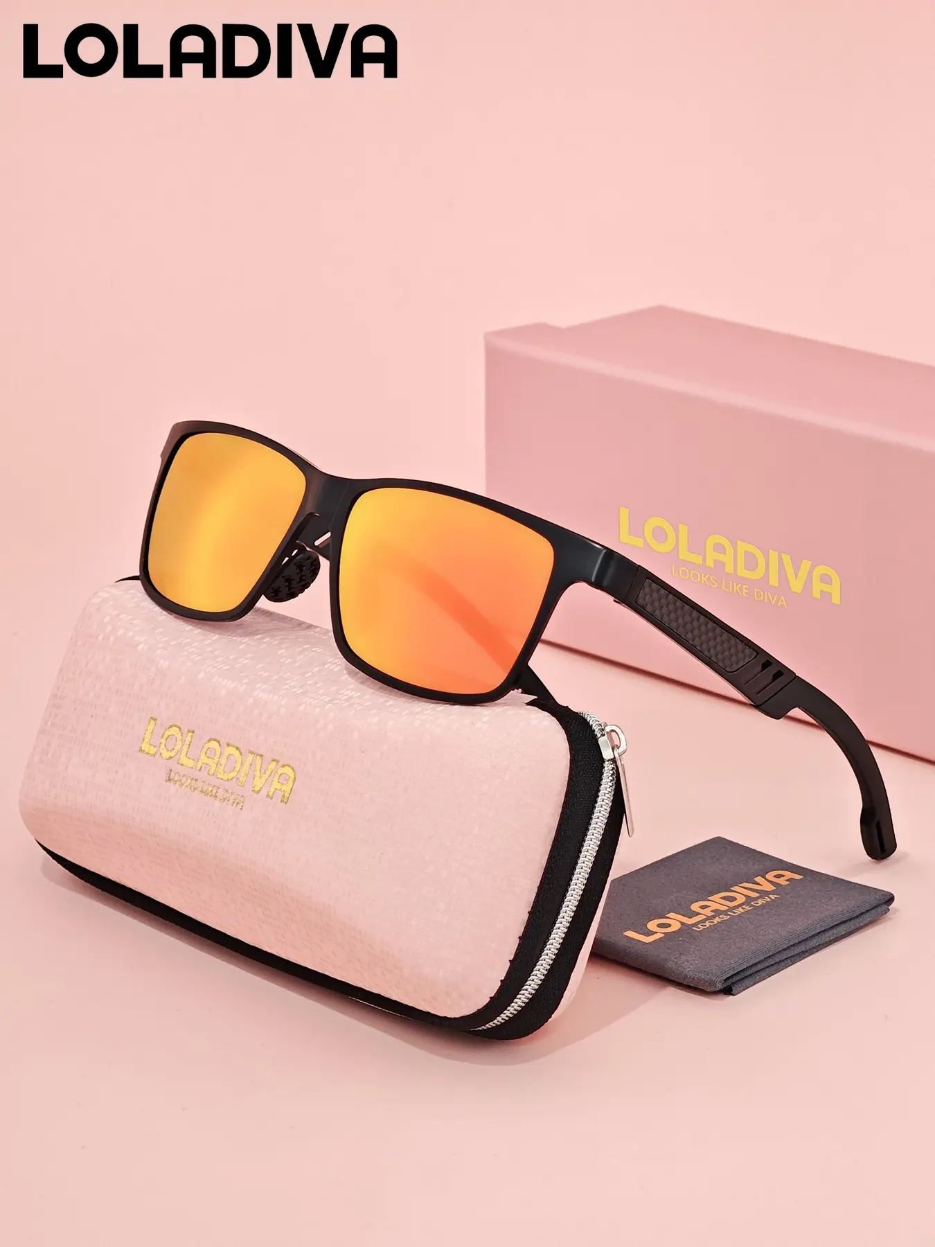 LOLADIVA Unisex Casual Full Frame Sunglasses Beach Volleyball Square Frame Polarized Sunglasses UV400