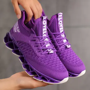 Womens Running Shoes Blade Tennis Walking Fashion Sneakers Breathable Non Slip Gym Sports Work Trainers Yellow Girl Runner Footwear Casual Training Closed Athletic Comfort Purple