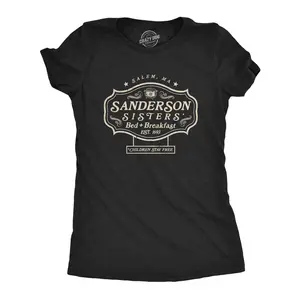 Womens Witch Sisters Bed and Breakfast T Shirt Funny Halloween Movie Graphic Tee Funny Womens T Shirts Cute Vintage Fashion Casual Ladies T-Shirt Gift Halloween Tops for Women Funny Movie Top Women's Novelty Black
