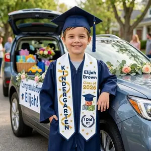 Personalized Kindergarten Graduation Stole for Boys Girls, Custom Name Class of 2026 Sash, Preschool Grad Stole, Kids Graduation Gift