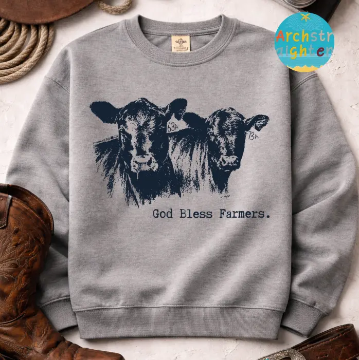 God Bless Cattle Farmers Sweatshirt, Vintage western sweatshirt, Western Boutique Wholesale, eat beef sweatshirt, vintage tee