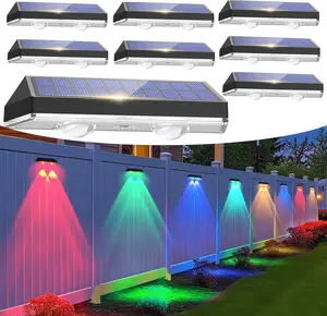 Solar Fence Lights Outdoor 8 Pack - 7 color (RGB Cycle/Fixed), Fence Lights Solar Powered for Outside, IP65 Waterproof, Deck Lighting for Wall, Step, Patio, Pathway, Stairs
