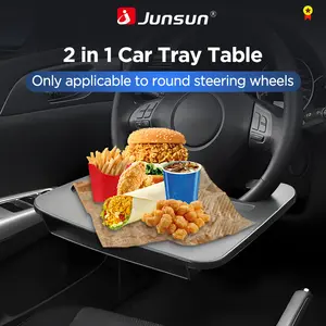 Junsun Multifunctional Steering Wheel Desk with Storage Organizer  2-in-1 Car Tray Table for Eating, Working, Laptop, and Cell Phone (compatible with steering wheel thickness less than 39mm