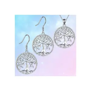 3pcs shiny, fashionable and individual jewelry, simple and creative tree earrings and necklaces, and exquisite Christmas and birthday gifts
