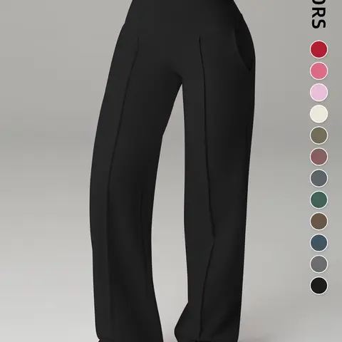 Women's High-Waisted Loose-Fit Sporty Pants, Athletic Soft Comfortable Micro Flared Sports Pants, Activewear Pants, Ideal for All Season Wear, Workout Sportswear, Gym Sportswear Bottoms