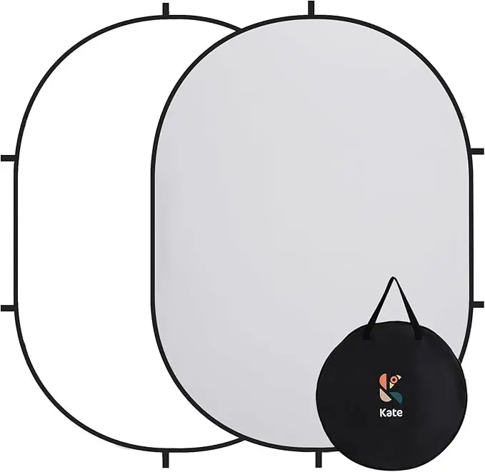 Kate Collapsible Pop-Up Backdrop - 5'x6.5'/1.5x2m Portable White/Gray Camera Accessory for Self-Tape Auditions, Professional Video Conferencing & Vlogging, 5' X 6.5'