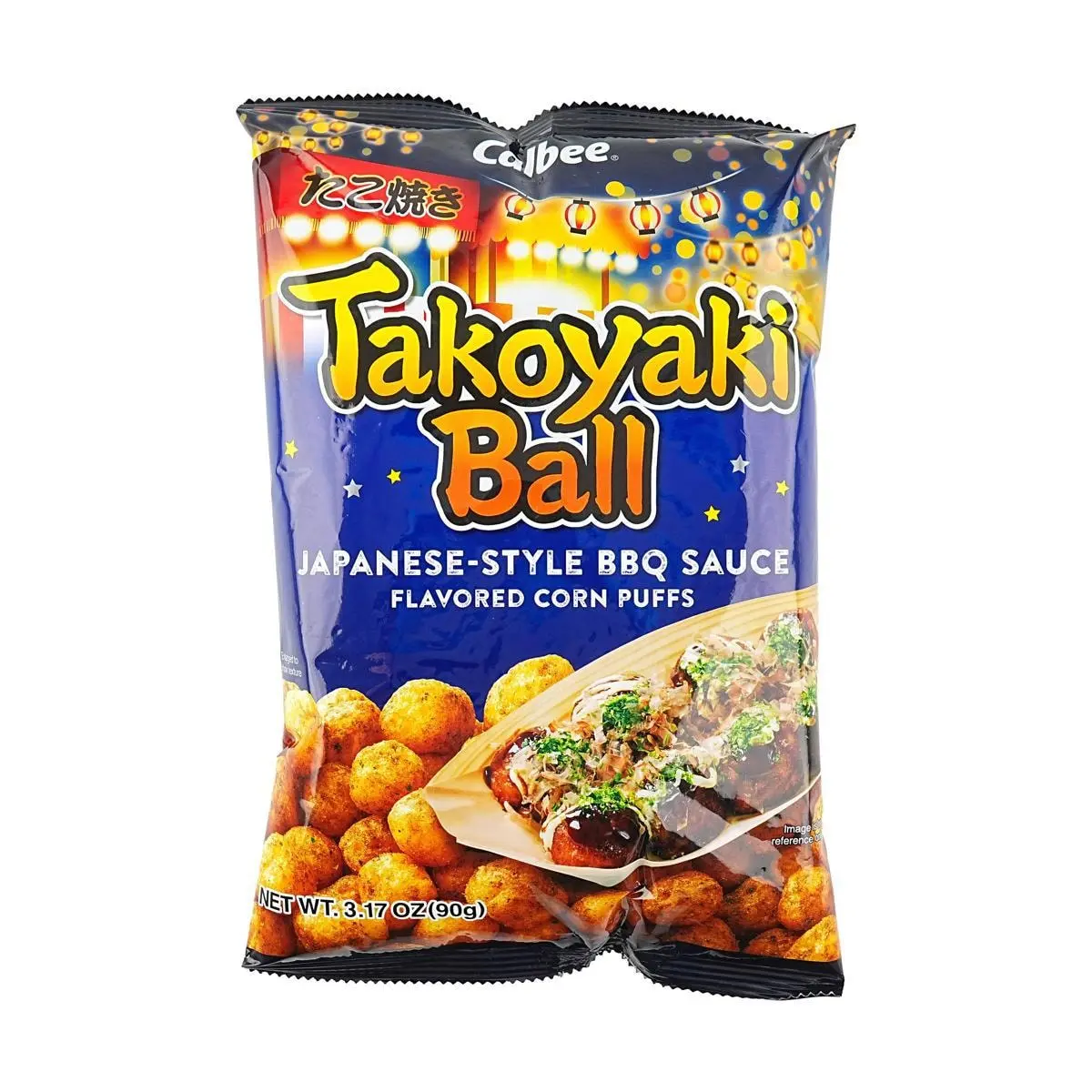 Calbee Takoyaki Flavor Snack Balls 90g - Japanese Savory Octopus Balls Crispy Treat