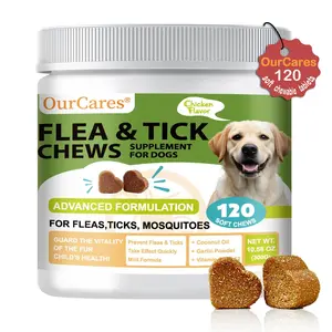 OurCares Natural Outdoor Defense Dog Chewables – 120 Count Chicken-Flavored Chews with Coconut Oil & Vitamins for Comprehensive Pet Wellness & External Protection Support，GLB