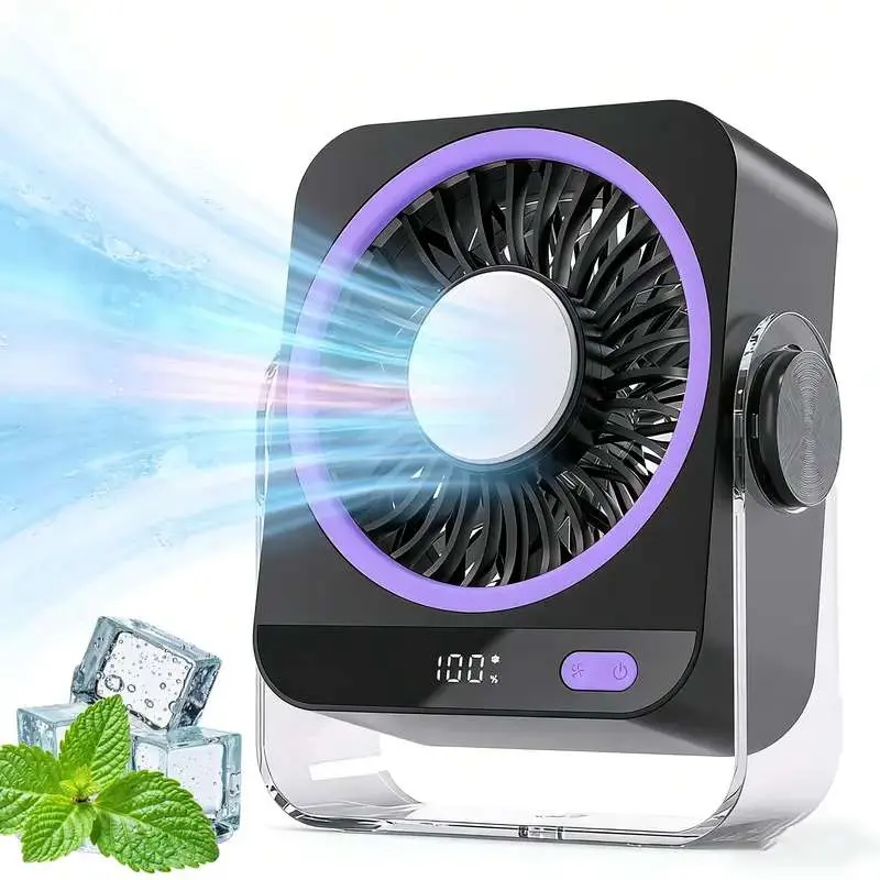 Powerful Desk Cooling Fan, 199-Speed Turbo Airflow Portable Fan with Digital Display, Ultra-Quiet Rechargeable Table Fan, 270° Rotating Small Fan for Bedroom, Office, and Study Room sohochic