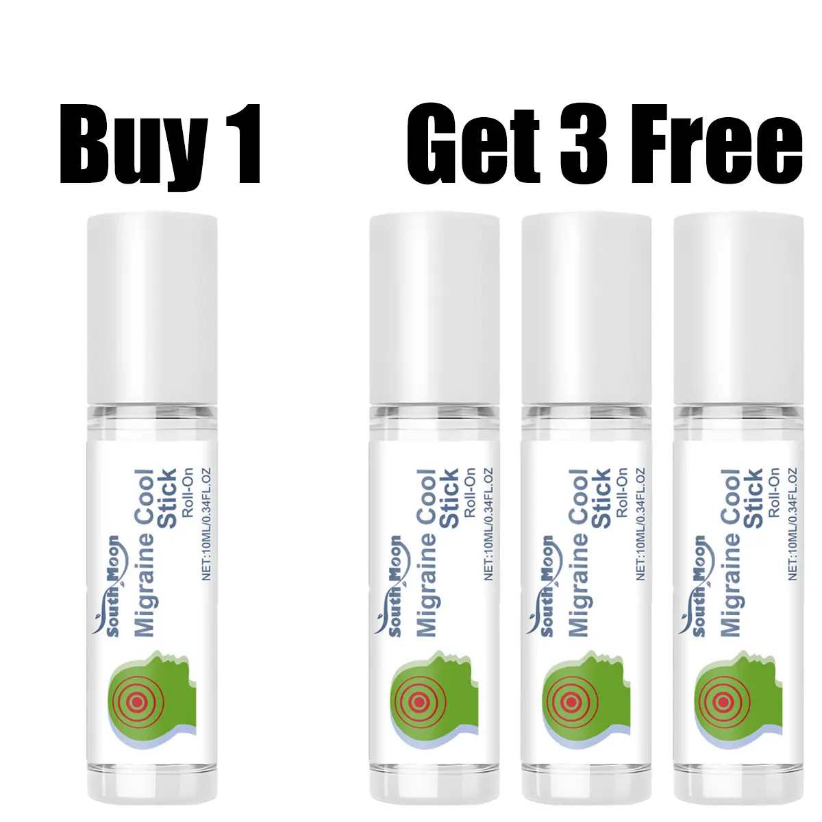Migraine Relief Stick Aromatherapy Roll-On with Peppermint, Lavender & Spearmint Pure Oils for Cooling Tension & Stress Relief, Natural Wellness for Adults