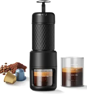 Classic Portable Espresso Maker, 2 IN 1 Travel Coffee Maker Compatible Ground Coffee & NS  Pods, Espresso Machine with Stainless Steel Chamber for Travel Camping, Manually Operated