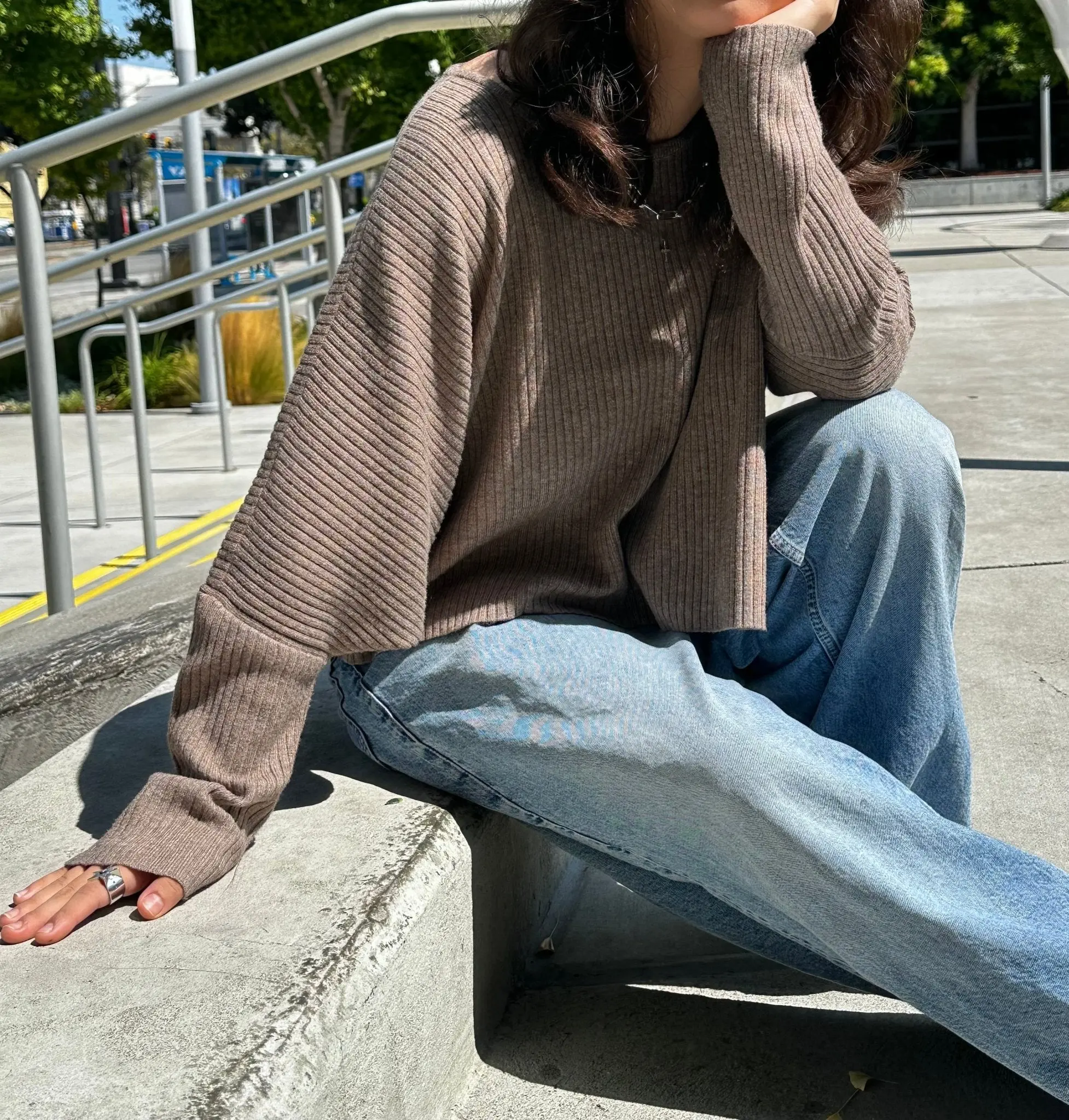 Ribbed Dark Mocha Oversized Sweater