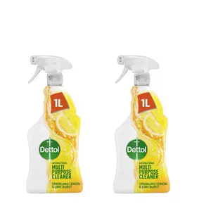 Dettol Antibacterial Disinfectant Multi Surface Spray Lemon & Lime, Pack of 2 - 1 Liter - Household Scented