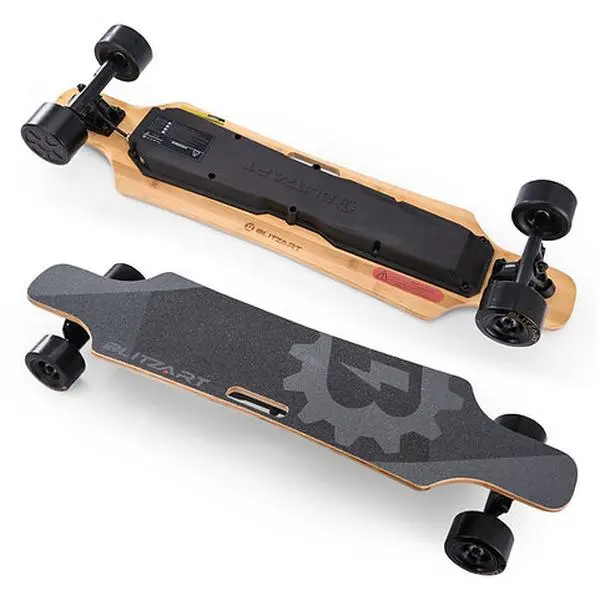 212 MAIN Huracane Electric Longboard with Skateboard Grip, Maple & Bamboo Concave Deck for Unisex Advanced Riders, 350W Quiet Hub Motor, 19 MPH, Remote with Cruise Control, Remote Control, Wrist Strap, Max 19Mph