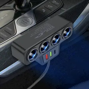 120W Car 4-Socket Adapter with PD Fast Charge,QC3.0 & PD 3 Charging Ports, Super FastCharger Adapter for 12V/24V Vehicles