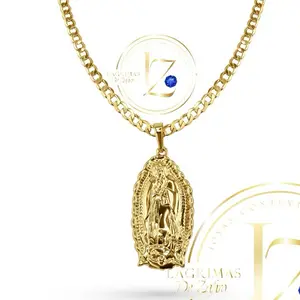 COD2005  LZ Virgen Guadalupe Pendant with Cuban Chain 3 mm Gold Plated Necklace for Women Elegant Religious Jewelry