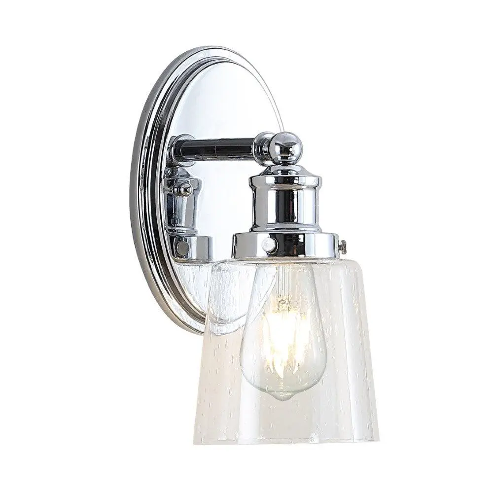 JONATHAN Y Beverly Farmhouse Iron-Seeded Glass Vintage Style Dimmable LED Vanity Wall Sconce - Indoor Lighting for Vanity Setup, Decorative Home Decor Light, Decorative Wall Light, Light Dimmable