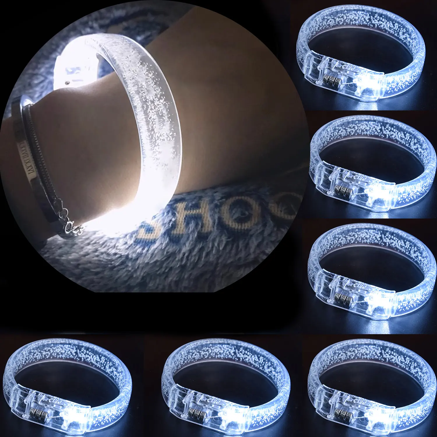 50/100/150/200/300/500 Pcs White Glow Wristbands LED Glow Bracelets Light Up Bracelets Glow In The Dark Wedding Party Supply Favors